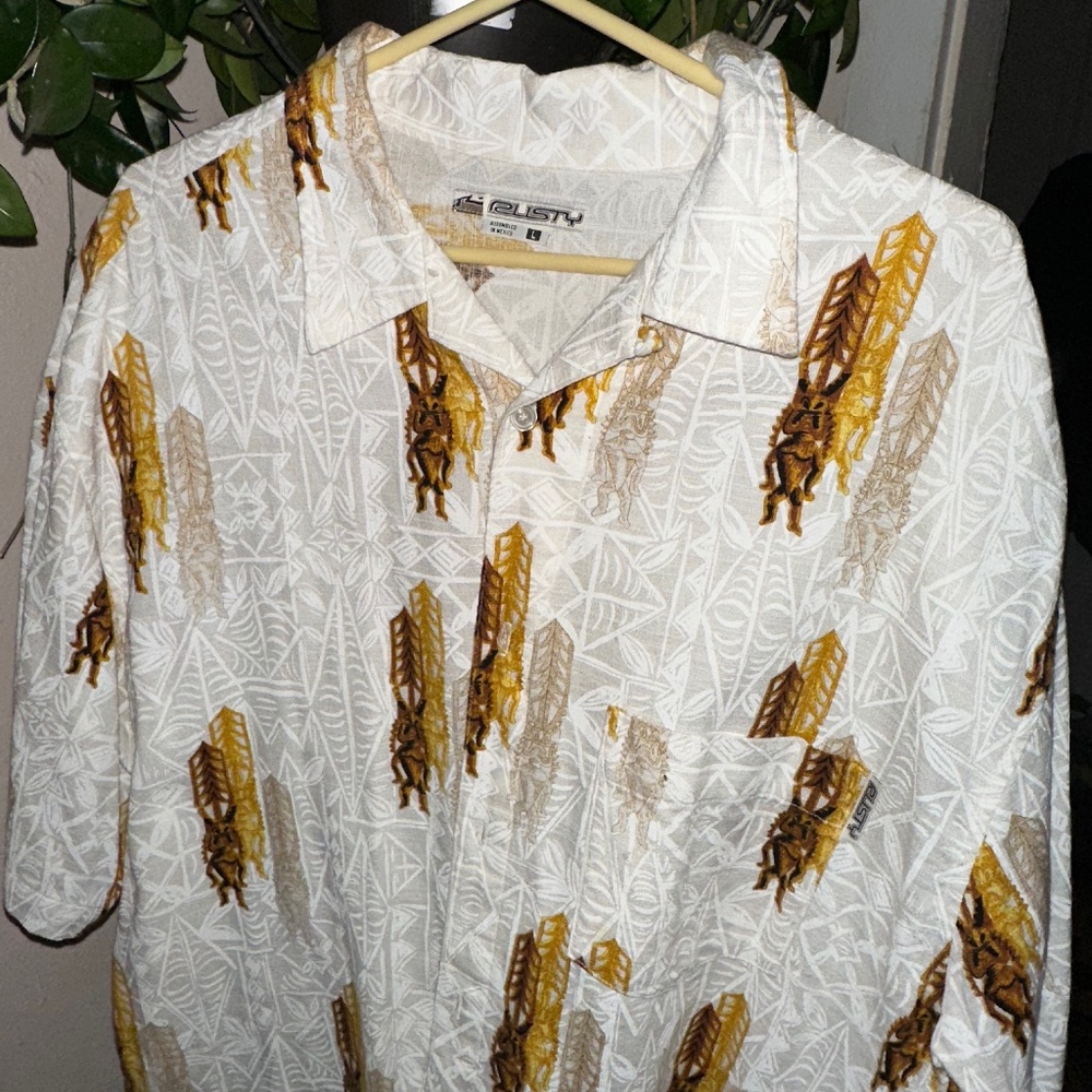 RUSTY Authentic Lg Casual Button Front w Collar Short Sleeve